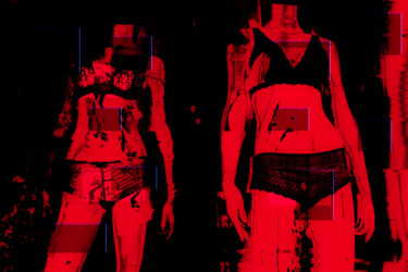 Photographie intitulée "Vitrine noire-rouge" par Jean-Christophe Mandelli, Œuvre d'art originale, Photographie numérique