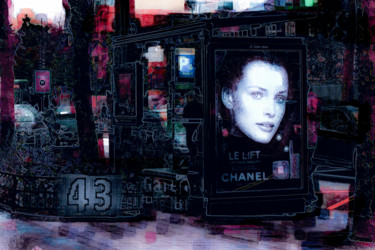 Фотография под названием "Abribus-ligne 43-2" - Jean-Christophe Mandelli, Подлинное произведение искусства, Light Painting