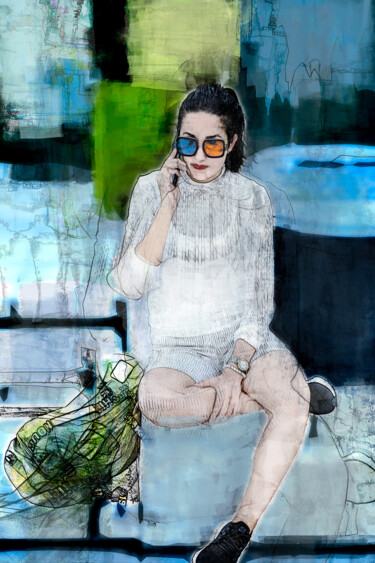 Photography titled "Just a phone Call" by Jean-Christophe Mandelli, Original Artwork, Digital Painting