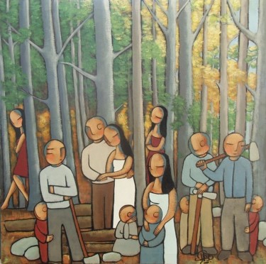 Peinture intitulée "La forêt" par Jean-Christophe Pagès, Œuvre d'art originale, Acrylique Monté sur Châssis en bois