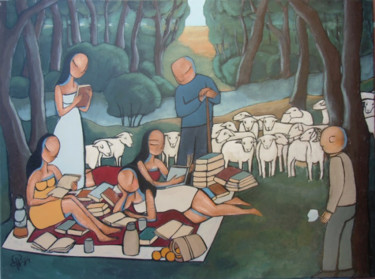 Pintura titulada "La forêt des livres" por Jean-Christophe Pagès, Obra de arte original, Acrílico Montado en Bastidor de cam…