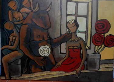 绘画 标题为“Frida” 由Jean-Christophe Pagès, 原创艺术品, 丙烯 安装在木质担架架上