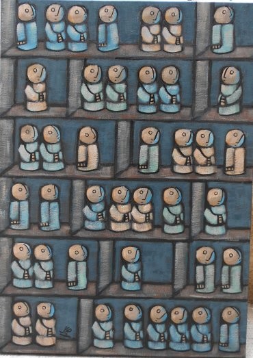 Peinture intitulée "Le habitants du pla…" par Jean-Christophe Pagès, Œuvre d'art originale, Acrylique Monté sur Châssis en b…
