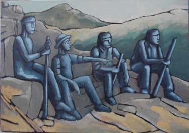 Pintura intitulada "Les sommets" por Jean-Christophe Pagès, Obras de arte originais, Acrílico Montado em Armação em madeira