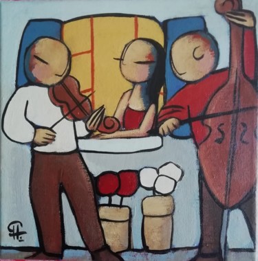 Painting titled "Les Musiciens 1" by Jean-Christophe Pagès, Original Artwork, Acrylic Mounted on Wood Stretcher frame