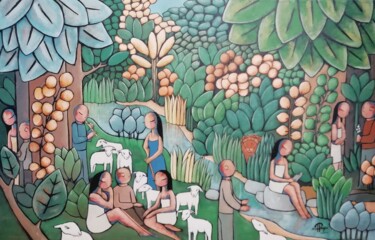 Peinture intitulée "La grande forêt" par Jean-Christophe Pagès, Œuvre d'art originale, Acrylique Monté sur Châssis en bois