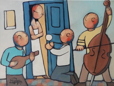 Painting titled "La déclaration" by Jean-Christophe Pagès, Original Artwork, Acrylic Mounted on Wood Stretcher frame