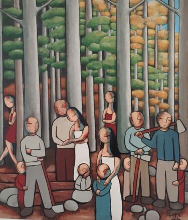 Pintura intitulada "Le monde de la forêt" por Jean-Christophe Pagès, Obras de arte originais, Acrílico