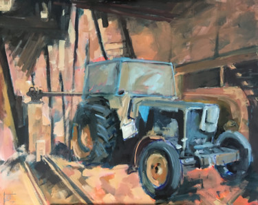 Painting titled "Tracteur 2" by Jean-Claude Perrin, Original Artwork, Oil