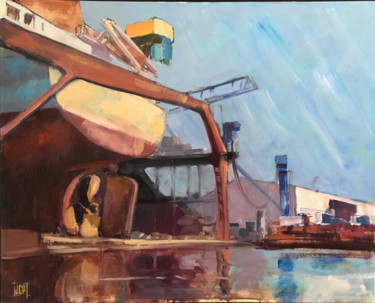 Malerei mit dem Titel "Kiel" von Jean-Claude Perrin, Original-Kunstwerk, Öl