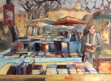 Peinture intitulée "Le marché aux lires" par Jean-Claude Perrin, Œuvre d'art originale, Huile