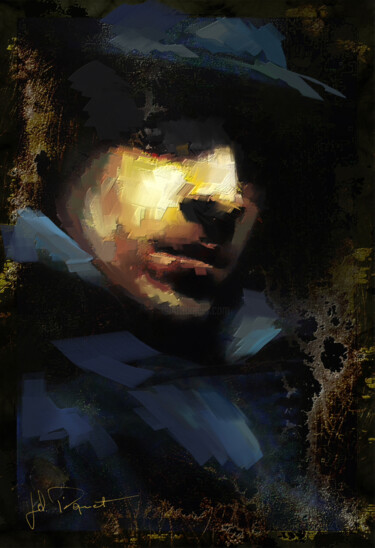 Цифровое искусство под названием "homme dans l ombre" - Jc Piquet, Подлинное произведение искусства, Цифровая живопись