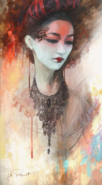 数字艺术 标题为“opal noir” 由Jc Piquet, 原创艺术品, 数字油画