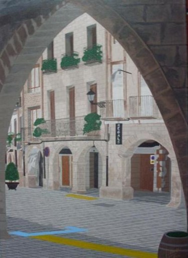 Pintura titulada "¨La Plaça - Les Bor…" por Jcaelles, Obra de arte original, Oleo