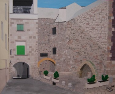 Pintura titulada "Plaça dels Porxos -…" por Jcaelles, Obra de arte original, Oleo