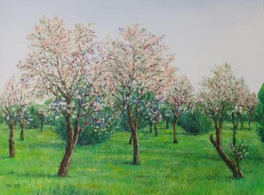 Peinture intitulée "Almond trees near C…" par José A Cavaco, Œuvre d'art originale, Huile