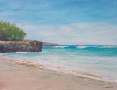 Painting titled "Dream Beach Lembong…" by José A Cavaco, Original Artwork, Oil Mounted on Wood Stretcher frame