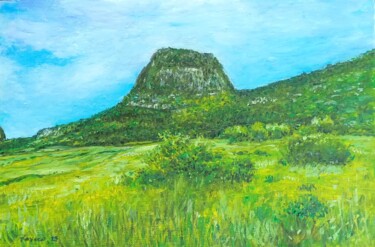 Painting titled "landscape with hill…" by José A Cavaco, Original Artwork, Oil