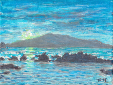 Pintura titulada "Ilha do Faial view…" por José A Cavaco, Obra de arte original, Acrílico Montado en Bastidor de camilla de…