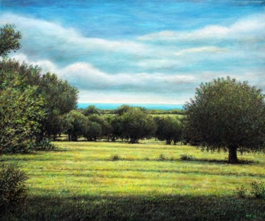 Painting titled "santo-estevao-lands…" by José A Cavaco, Original Artwork, Oil