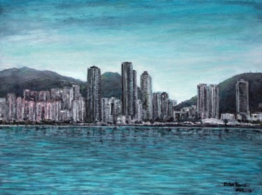 Schilderij getiteld "Hong-kong-view.jpg" door José A Cavaco, Origineel Kunstwerk, Olie