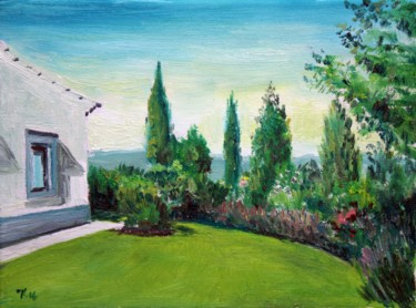 Pintura intitulada "Garden-corner-Santo…" por José A Cavaco, Obras de arte originais, Óleo