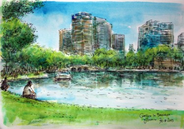Pintura intitulada "bangkok-park-2.jpg" por José A Cavaco, Obras de arte originais