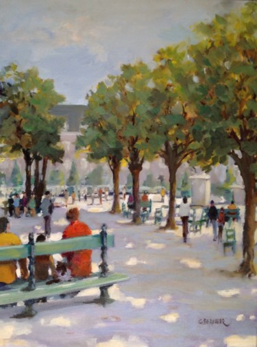 Peinture intitulée "Jardins Paris" par Jean Claude Beaussier, Œuvre d'art originale, Huile