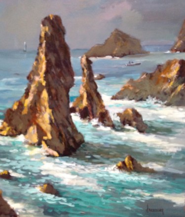 Schilderij getiteld "Les aiguilles Port…" door Jean Claude Beaussier, Origineel Kunstwerk, Olie