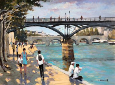 Painting titled "Seine Paris" by Jean Claude Beaussier, Original Artwork, Acrylic