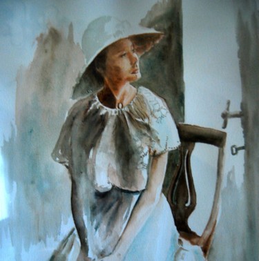 Ζωγραφική με τίτλο "Francoise" από Jean-Claude Beuzard, Αυθεντικά έργα τέχνης, Ακουαρέλα