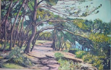 Painting titled "Les iles de Lérins…" by Jean-Claude Chatain, Original Artwork, Oil Mounted on artwork_cat.