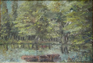 Peinture intitulée "Le petit étang" par Jean-Claude Chatain, Œuvre d'art originale