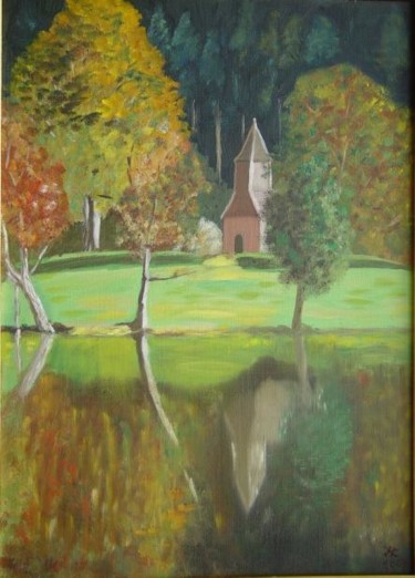 Peinture intitulée "Reflets d'automne (…" par Jean-Claude Chatain, Œuvre d'art originale