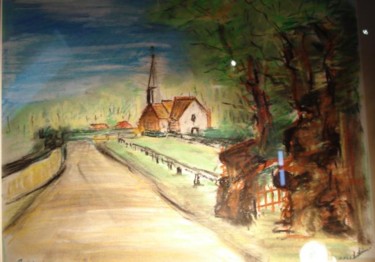 Peinture intitulée "Courgent village de…" par Jean-Claude Chatain, Œuvre d'art originale, Huile