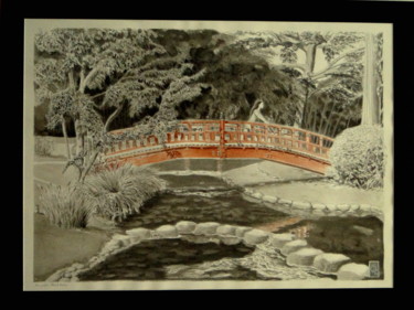 Desenho intitulada "Au jardin Albert Ka…" por Jean-Christophe Sylvos, Obras de arte originais, Tinta