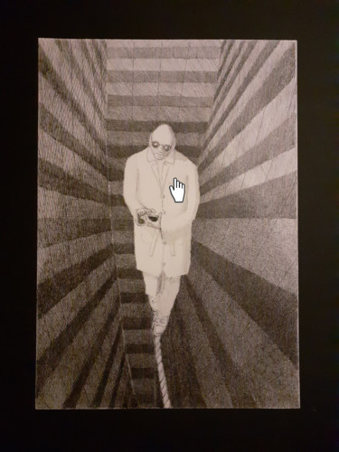 Sans fil à la patte Drawing titled "Sans fil à la patte" by Jean-Christophe Sylvos, Original Art, Ink