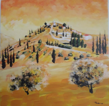 Pittura intitolato "paysage d ariege" da Jean Claude Darroussat, Opera d'arte originale, Acrilico Montato su Telaio per bare…
