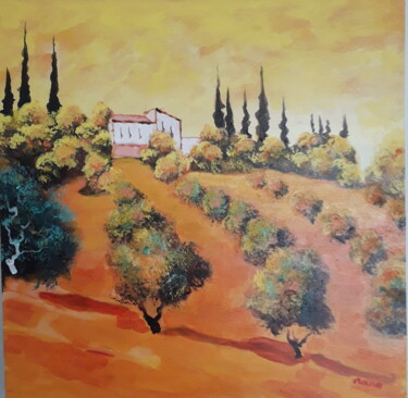 Pintura intitulada "paysage du cote de…" por Jean Claude Darroussat, Obras de arte originais, Acrílico