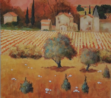 Painting titled "campagne a conque m…" by Jean Claude Darroussat, Original Artwork, Acrylic