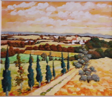 Pittura intitolato "paysage d ariege 2" da Jean Claude Darroussat, Opera d'arte originale, Acrilico Montato su Telaio per ba…