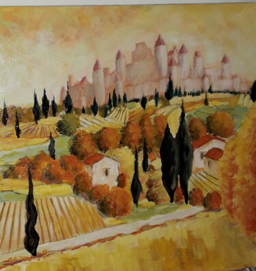 Картина под названием "cite" - Jean Claude Darroussat, Подлинное произведение искусства, Акрил Установлен на Деревянная рама…