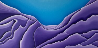 Painting titled "Purple mountain sno…" by Jchadima, Original Artwork, Oil Mounted on Wood Stretcher frame