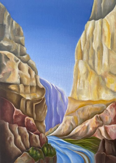 Pintura titulada "The Royal Gorge" por Jchadima, Obra de arte original, Oleo Montado en Bastidor de camilla de madera