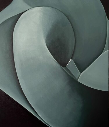 Painting titled "Pérylène vert 2" by Jchadima, Original Artwork, Oil Mounted on Wood Stretcher frame