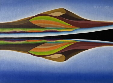 Malarstwo zatytułowany „Lake George” autorstwa Jchadima, Oryginalna praca, Olej Zamontowany na Drewniana rama noszy