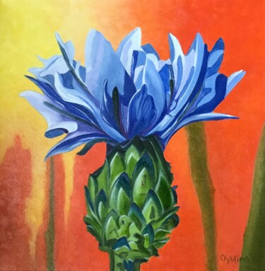 Malerei mit dem Titel "Cornflower bleuet" von Jchadima, Original-Kunstwerk, Öl