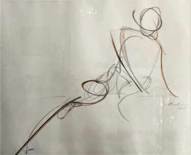 Рисунок под названием "Figurative study 2" - Jchadima, Подлинное произведение искусства, Древесный уголь