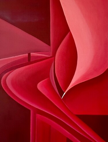 Peinture intitulée "Rouge pérylène 3" par Jchadima, Œuvre d'art originale, Huile Monté sur Châssis en bois