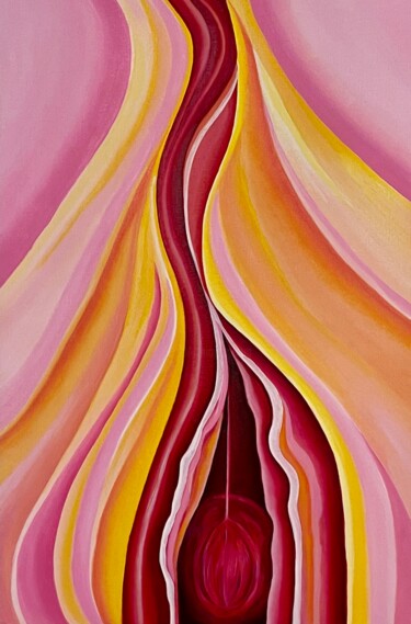 Painting titled "Parrot Tulip" by Jchadima, Original Artwork, Oil Mounted on Wood Stretcher frame